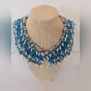 Vintage Collar For Crew Neck Sweater In The 1950 Blue Beaded